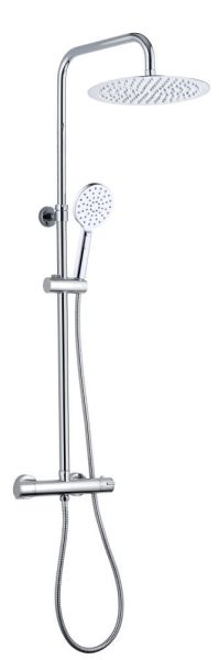 AQG Nite, душевая колонна регул. по высоте 95-150 см: c термостатом и круглым верхним душем 25 см, цвет хром