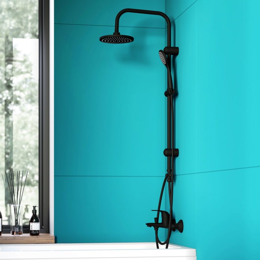 D0708000BL Comfort душевая система с тропическим душем, ручной душ 1F,  цвет черный D0708000BL Comfort душевая система с тропическим душем, ручной душ 1F,  цвет черный
