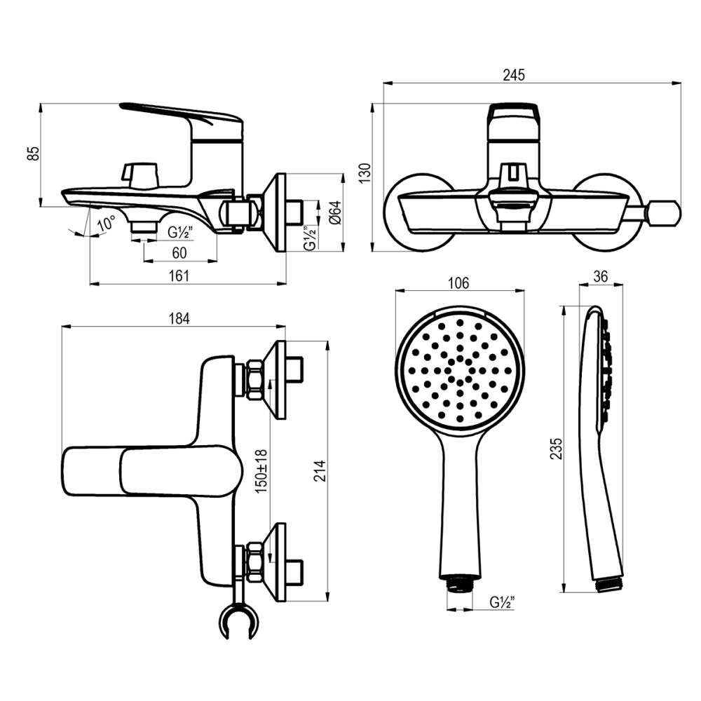 Смеситель Lemark Verba для ванны (LM11414C), артикул LM11414C