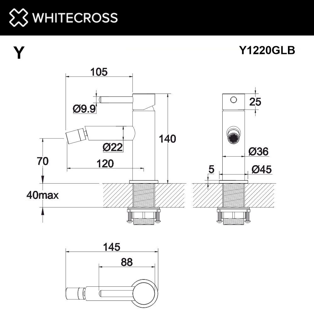 Смеситель для биде WHITECROSS Y Y1220GLB (брашированное золото) Смеситель для биде WHITECROSS Y Y1220GLB (брашированное золото)