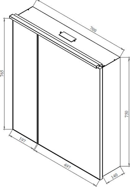 Зеркальный шкаф De Aqua Алюминиум 70 черный