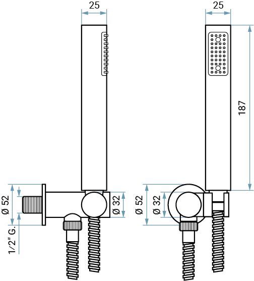 Emmevi, набор ручного душа 154: круглая лейка, шланг 150 см и держатель лейки с водоотводом (все детали из латуни), цвет золото, артикул 154OT/OR