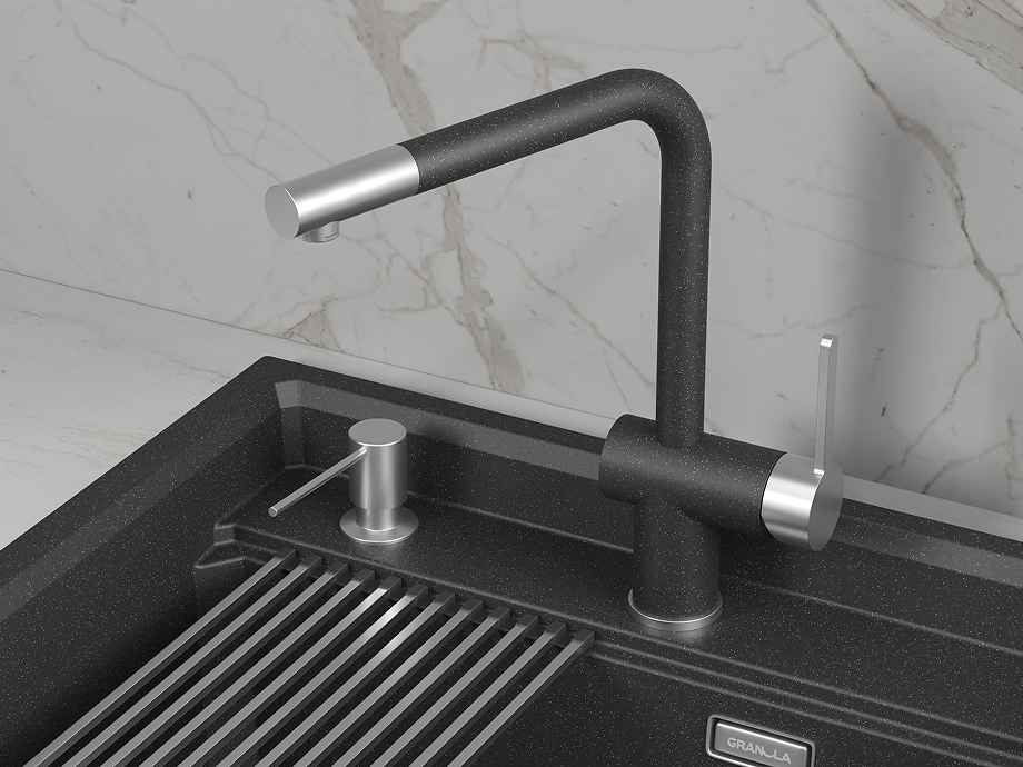 Смеситель для кухни GRANULA (5017, ЧЁРНЫЙ), артикул 5017, ЧЁРНЫЙ