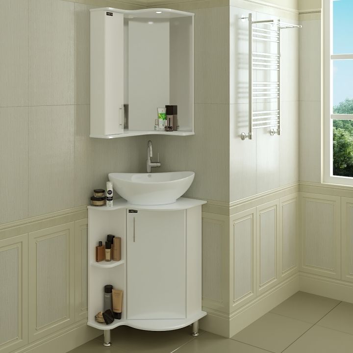 Зеркало со шкафом СанТа Аврора 70 116002 с подсветкой Белое