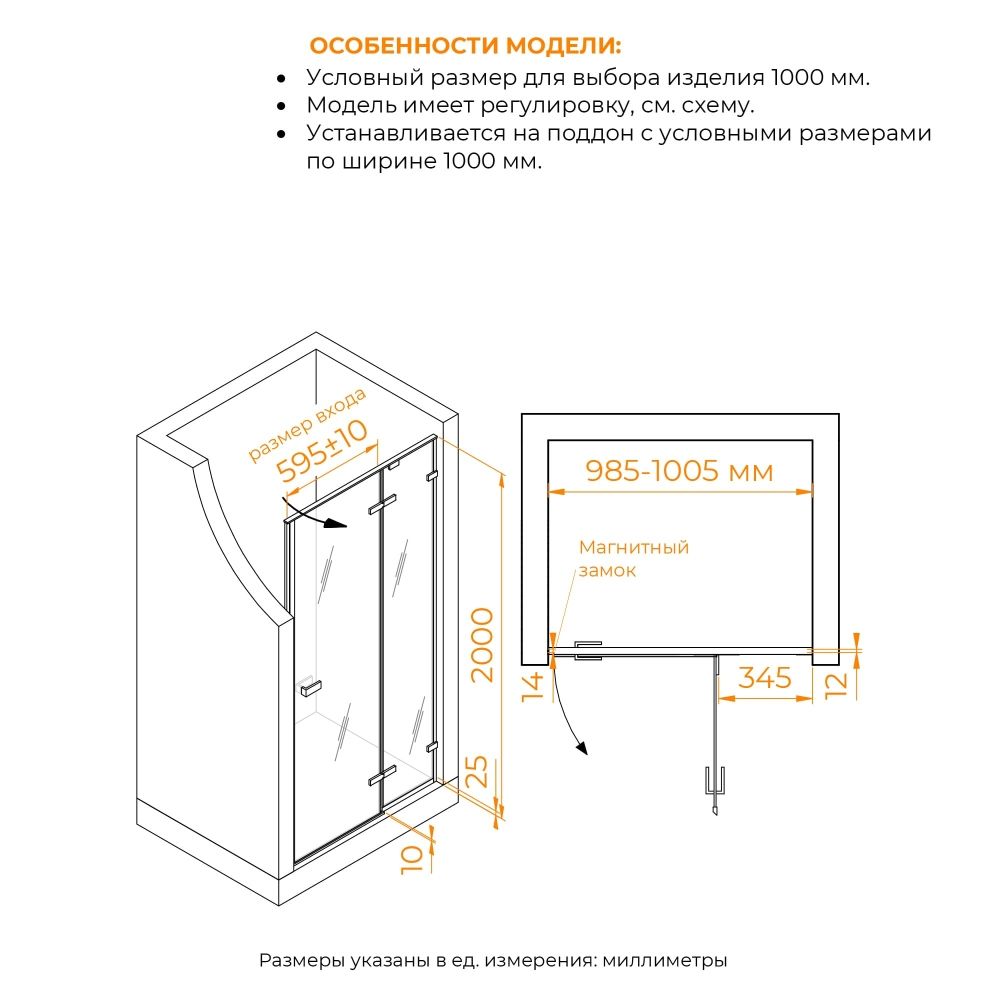 Душевая дверь RGW SV-004Gr (Матовое-Сатинат, 1000)