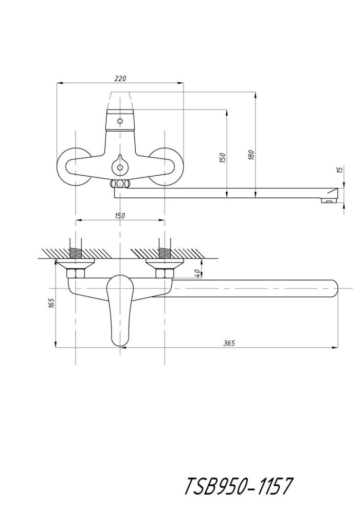 Смеситель для ванны с душем TSARSBERG (TSB-950-1157) тип См-ВУОРНШлА, артикул TSB-950-1157