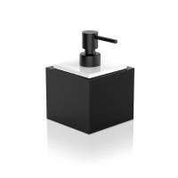 Дозатор для жидкого мыла, Decor Walther, Brownie, механический (нажимной), ширина, мм-99, глубина, мм-99, высота, мм-147, ёмкость(мл)-400, тип установки-настольный (свободностоящий), материал колбы-фарфор белый/искусственная кожа, цвет колбы-черный (имита