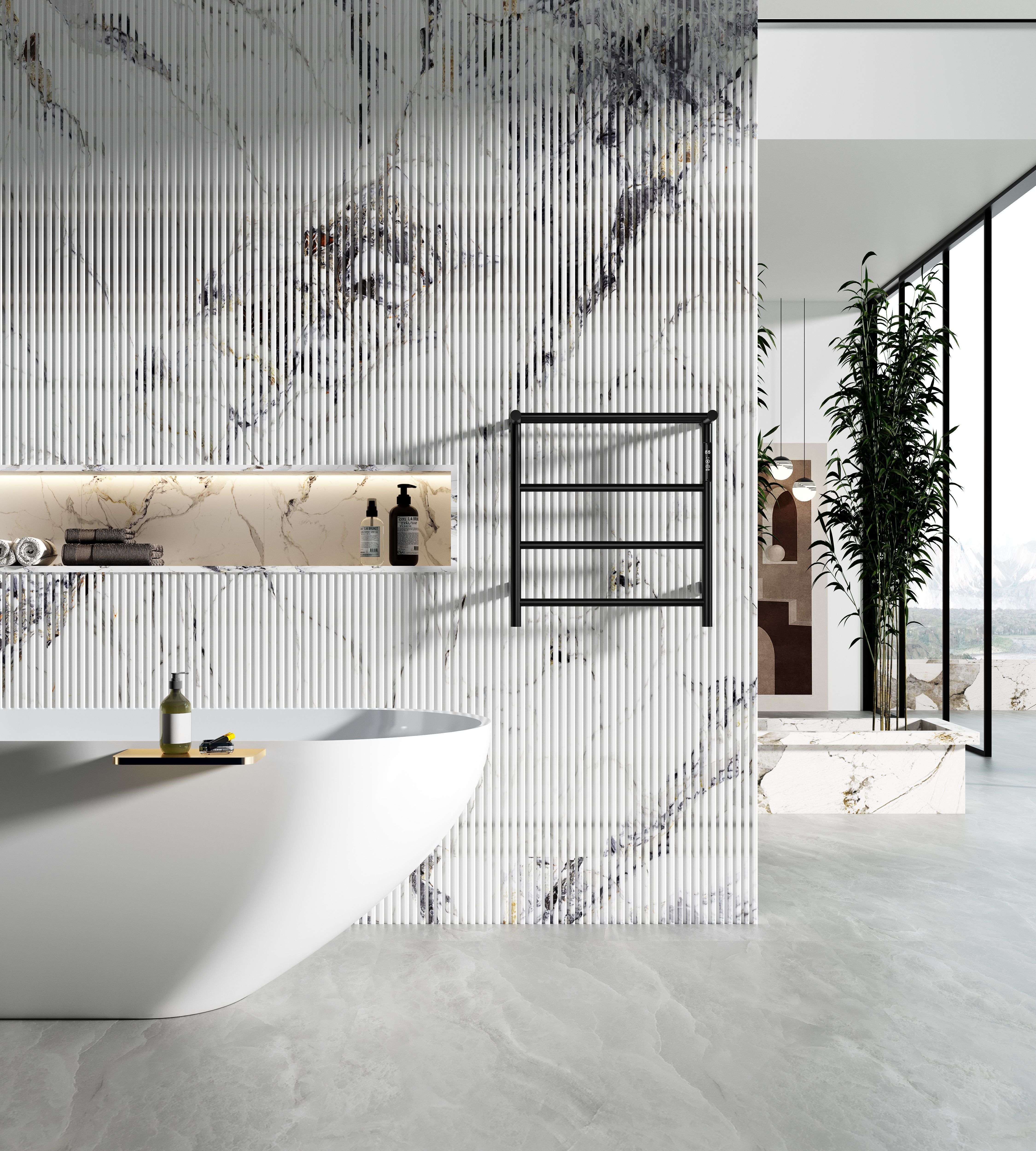 Полотенцесушитель электрический с полкой WONZON & WOGHAND, Черный матовый (WW-AL402-MB) Полотенцесушитель электрический с полкой WONZON & WOGHAND, Черный матовый (WW-AL402-MB)