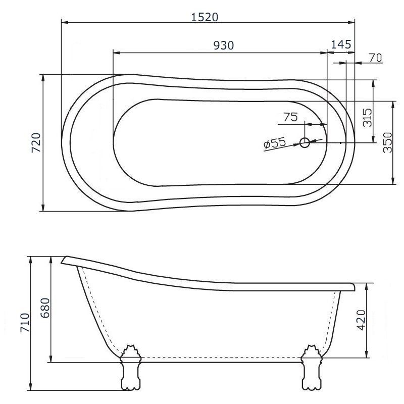 Акриловая ванна Кармен F-5032(150)