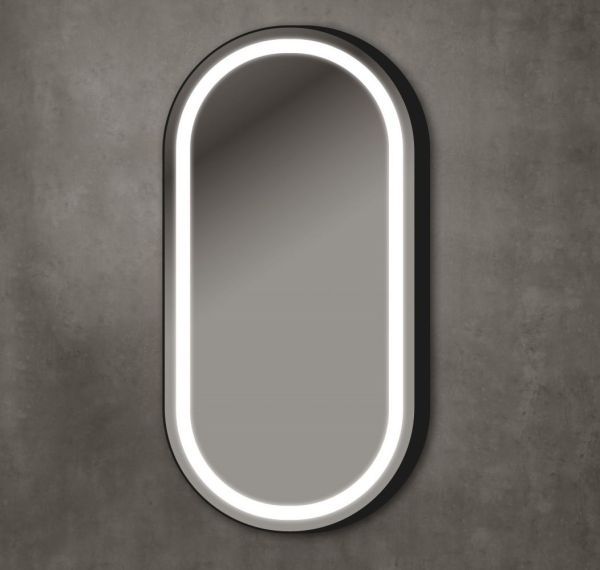 Xpertials Olek Led Capsula, овальное зеркало Led 45х90 см: датчик подсветки с диммером, профиль черный матовый