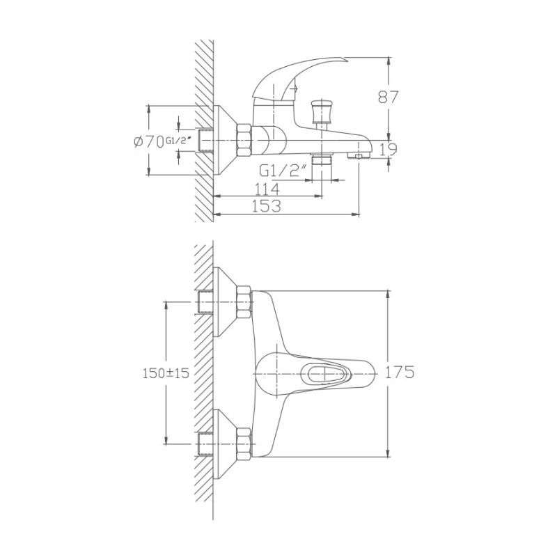 Смеситель для ванны Haiba HB3015, хром