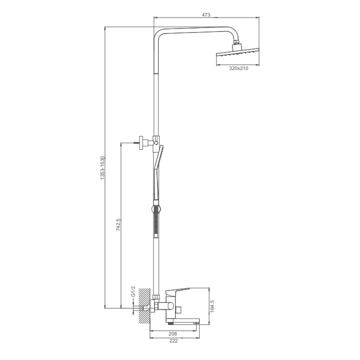 Душевая система Prohanss P60.24.03, сатин золотой