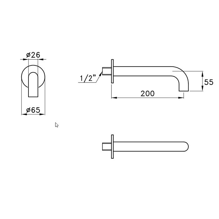 Stella Sirius Излив 200 мм., настенный, цвет хром