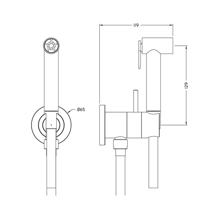 Cisal Shower Гигиенический душ со шлангом 120 см,вывод с держателем и встроенный прогрессивный картридж,лейка латунь, цвет Nichel Spazzolato, артикул CV0079752F