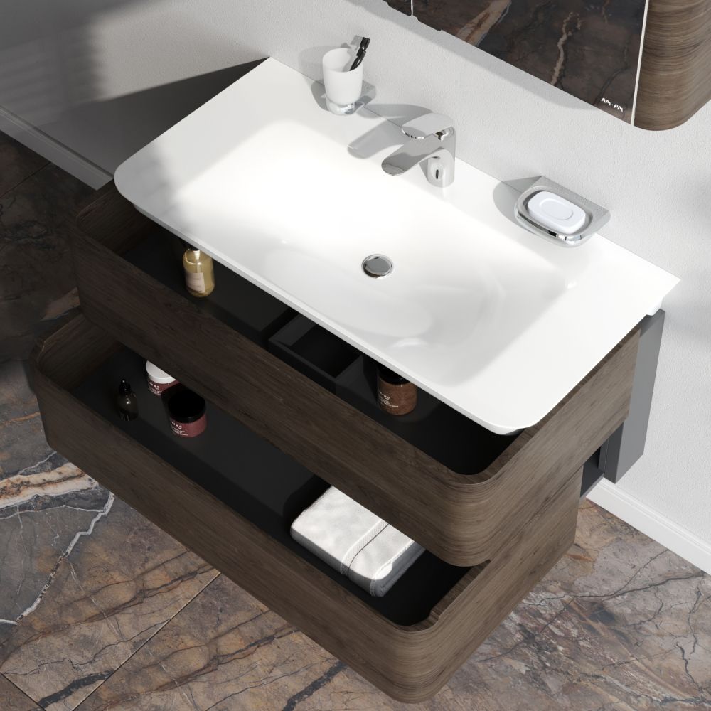 M30FHX1002TF Sensation, База под раковину, подвесная, 100 см, ящики, табачный дуб, текстурированная, M30FHX1002TF Sensation, База под раковину, подвесная, 100 см, ящики, табачный дуб, текстурированная,