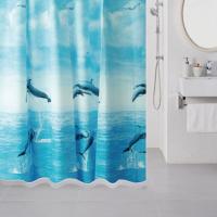 Штора для ванны Milardo Dolphins 180x180 Голубая Штора для ванны Milardo Dolphins 180x180 Голубая