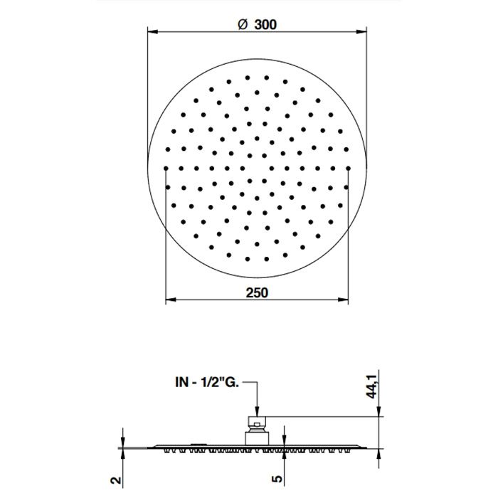 Bongio  Pomme Верхний душ потолочный 300мм , цвет черный матовый