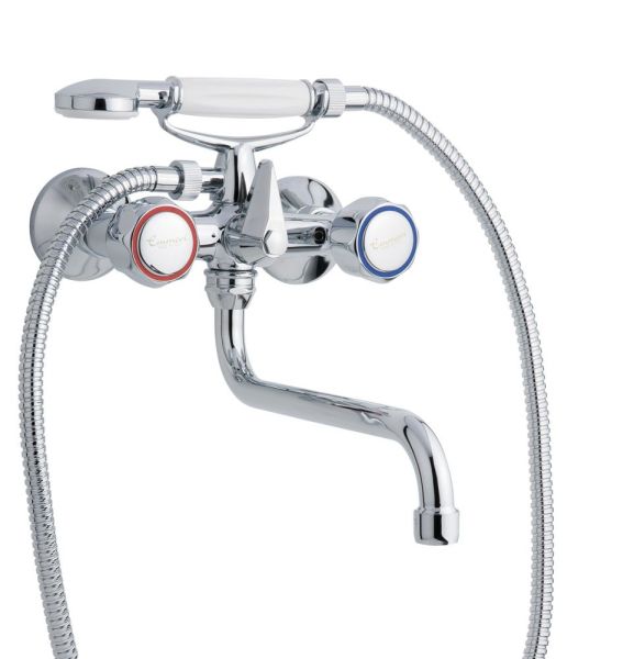 Смеситель Sole с длинным изливом (25см) и ручным душем для ванной, цвет хром