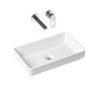 Комплект 2 в 1 Lavinia Boho Bathroom Sink Slim 21510157, накладная фарфоровая раковина 55 см, встраиваемый смеситель со скрытым механизмом