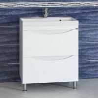 Тумба под раковину Санта Сатурн 70 см, 700268, 2 ящика, напольная, белый  (ум. Classic 70 литой мрамор)