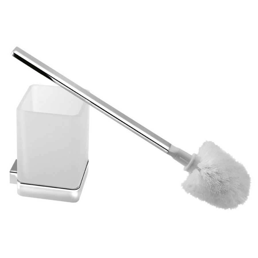 Ершик EVEREST для унитаза, настенный, со стеклянной матовой чашей, 90x90x400 мм, хром, Sapho, артикул 1313-46