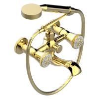 THG HIRONDELLES GOLD STAMPED Смеситель для ванны, настенный, с ручным душем, цвет Gold color PVD