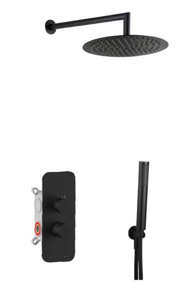 AQG Urban, душевой комплект ER232 на 2 потребителя, с настенным кронштейном, цвет черный матовый