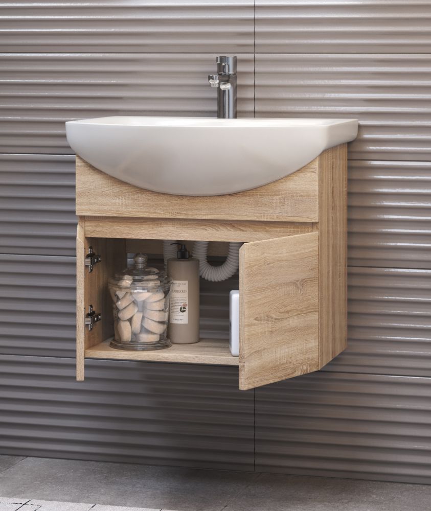 Тумба под раковину подвесная VIGO Wing tp.WIN.BAL.60.2D дуб сонома, 60 см, артикул tp.WIN.BAL.60.2D дуб сонома