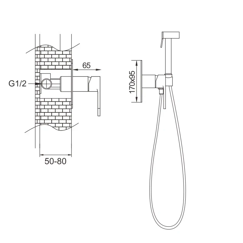 Гигиенический душ со смесителем Rose R255, хром