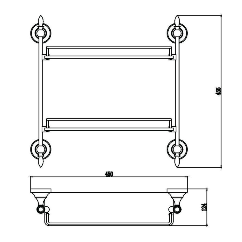 Полка стеклянная Savol S-06822A, хром