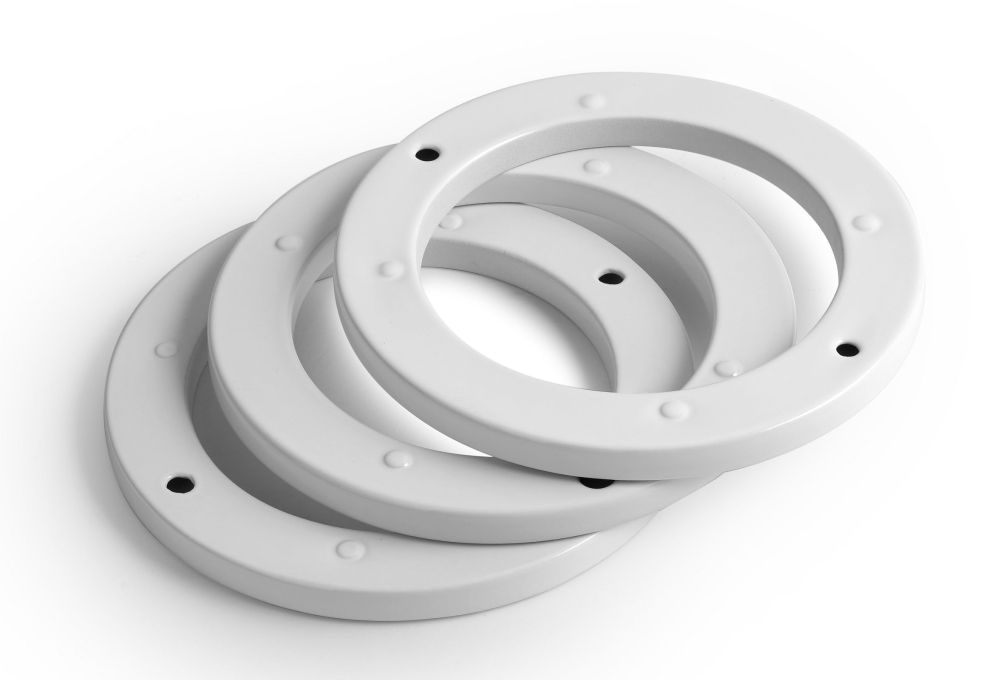 White Ceramic Adagio, накладная круглая раковина Ø40x18,5h см, с накладкой, донным клапаном и 3-мя кер. кольцами Ø40 см, цвет белый глянцевый, артикул W1107H1501