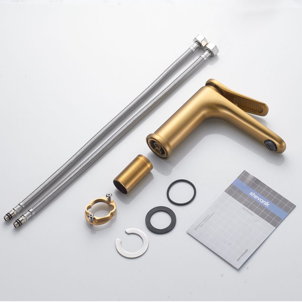 Смеситель для раковины Shevanik S4701G, золотой сатин