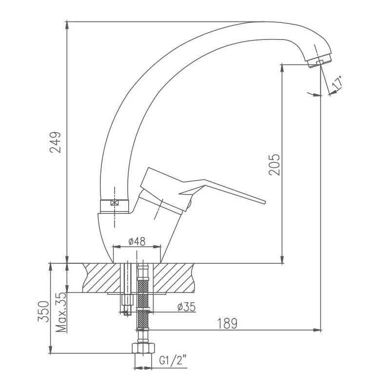 Смеситель для кухни Haiba HB4163, хром
