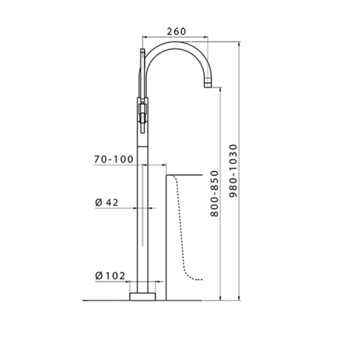 CISAL LineaViva Смеситель для ванны напольный с ручной лейкой, цвет Белый матовый (без внутр части ZA004510), артикул LV0142004Q