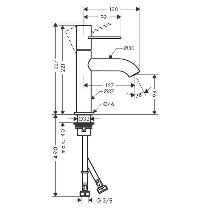 AX Uno Смеситель для раковины 100, цвет шлифованная медь