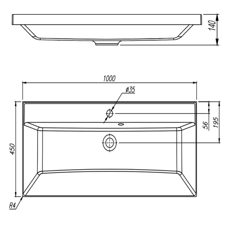 Раковина Florentina Астория 100 см 10.170.01000.001, белая, артикул 10.170.01000.001