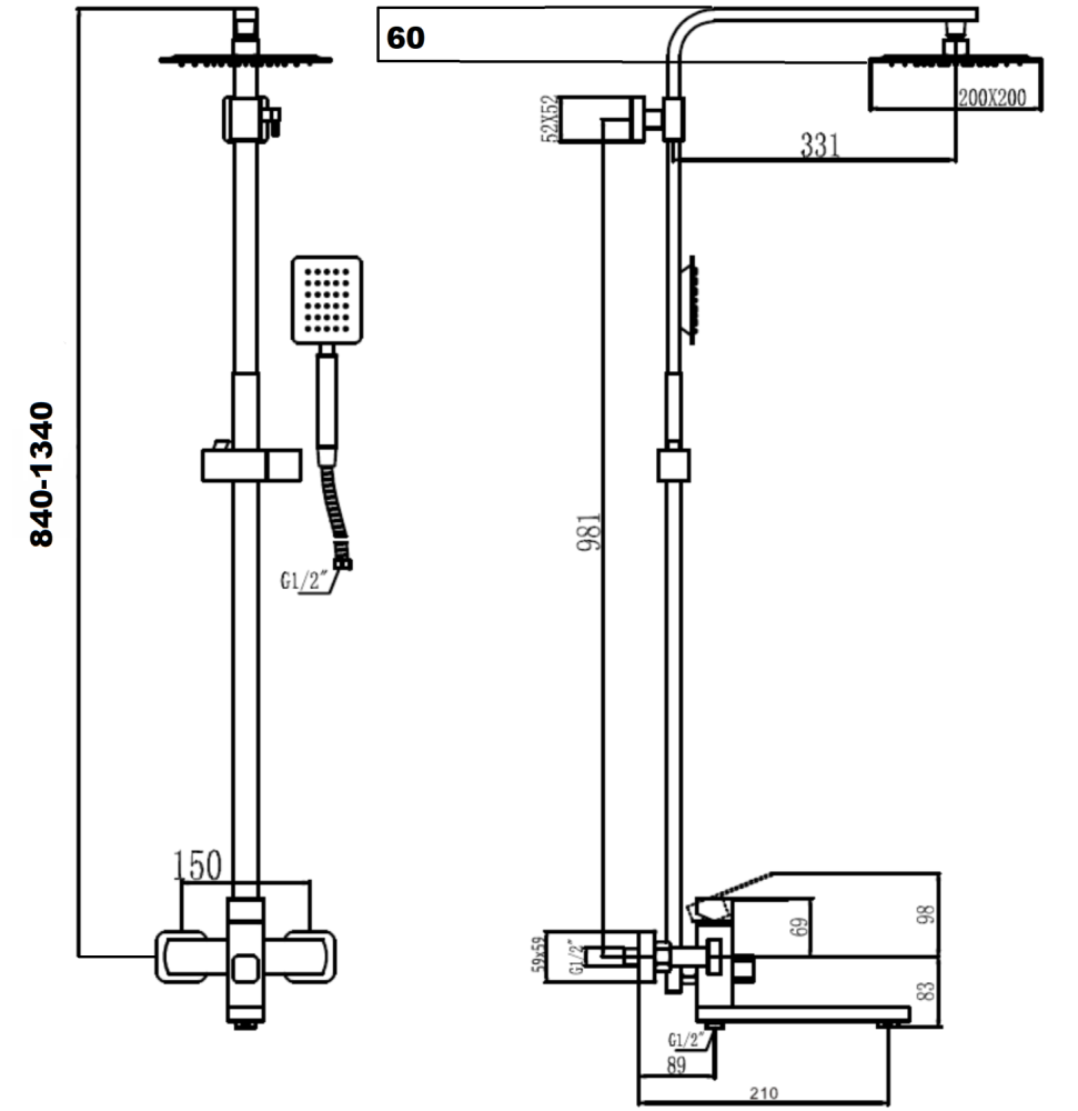 Душевая система Fmark FS8145-35H, черный, артикул FS8145-35H