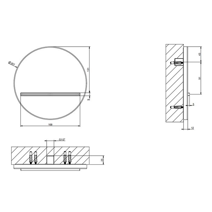 GESSI VENTI20 Излив настенный Ø207 мм., каскадный, цвет Warm Bronze Br. PVD