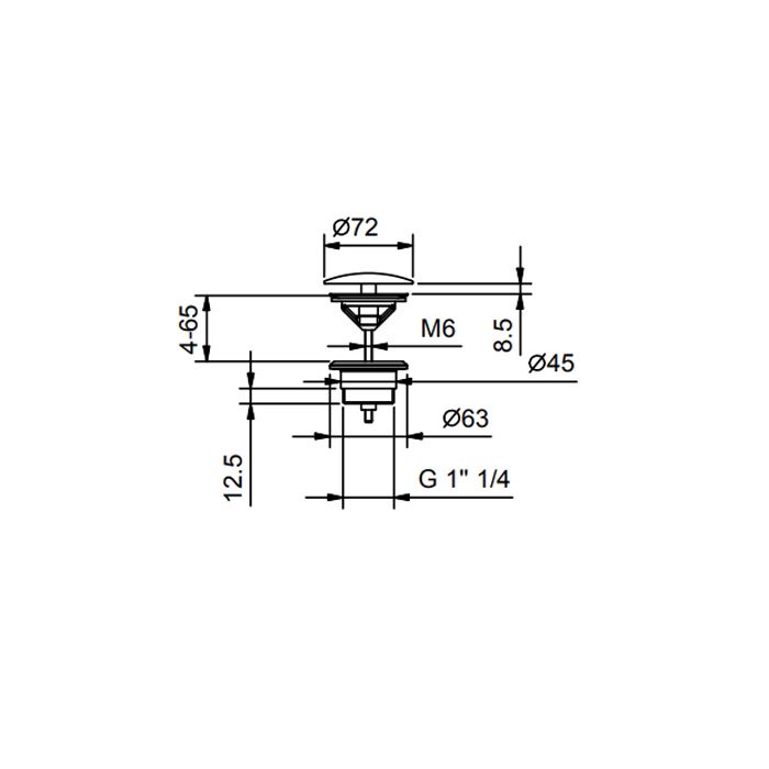 Fantini AF/21 Донный клапан для раковины без перелива, цвет Matt Gun Metal PVD