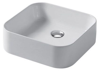 Disegno ceramica Slim, накладная квадратная раковина с закругленными краями 40х38хh12 см, цвет белый глянцевый