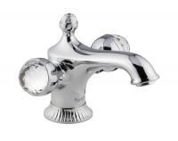 Смеситель The One для раковины. Металлические ручки + большие прозрачные кристаллы, цвет хром