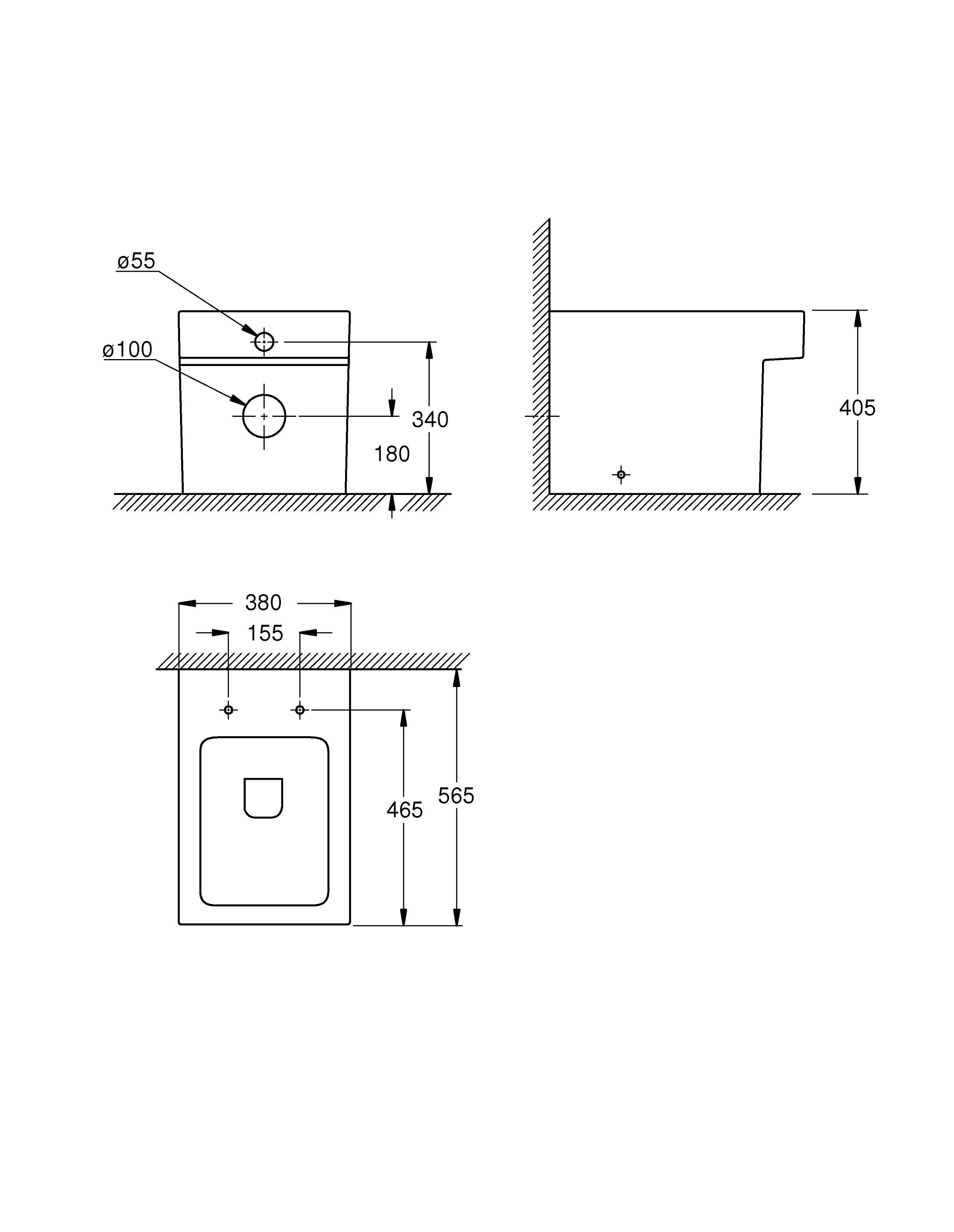 Унитаз GROHE Cube Ceramic напольный приставной, безободковый, альпин-белый (3948500H) Унитаз GROHE Cube Ceramic напольный приставной, безободковый, альпин-белый (3948500H)