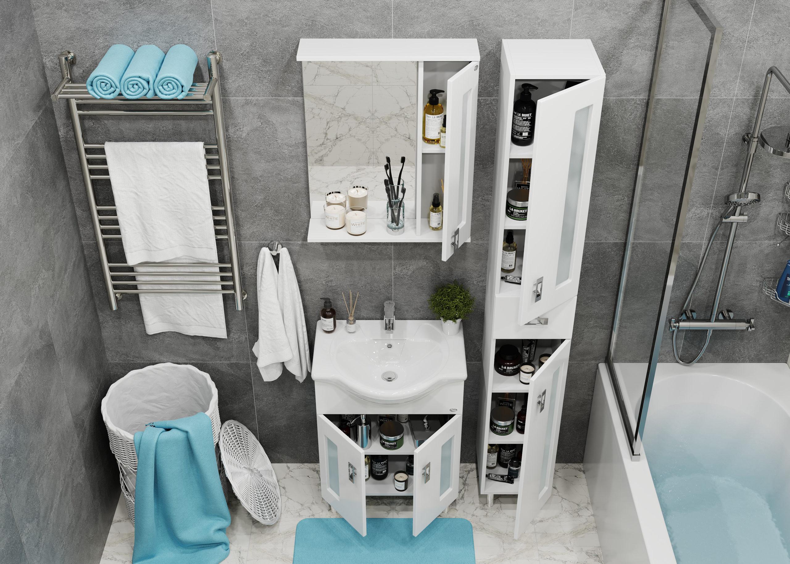 Тумба Onika Кристалл 65 напольная, белая (ум. Байкал 65)