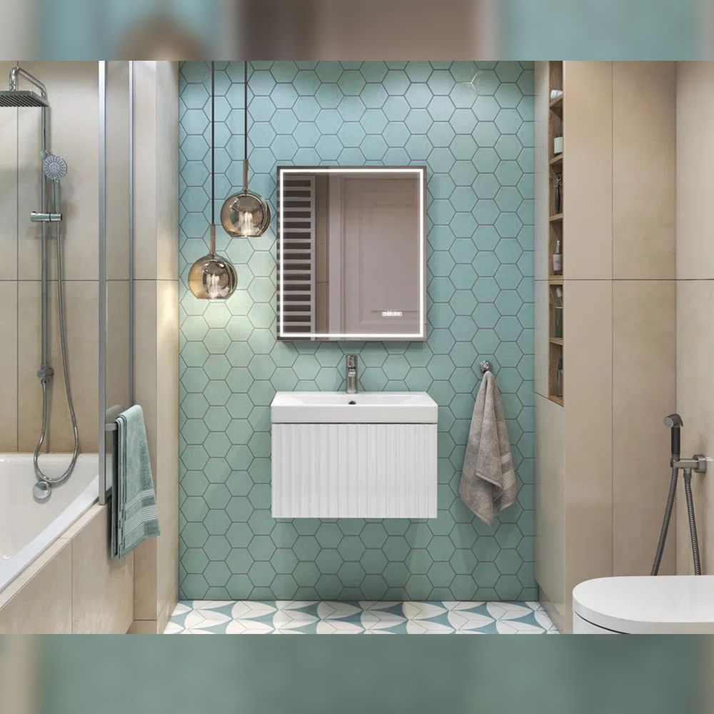 Тумба под раковину подвесная Velvex Compo tp.COM.9696.60.1Y белый глянец, 60 см, артикул tp.COM.9696.60.1Y белый глянец