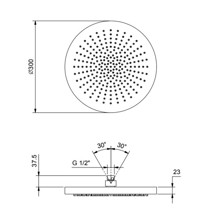 FANTINI Верхний душ Ø300 мм., цвет Deep Black PVD