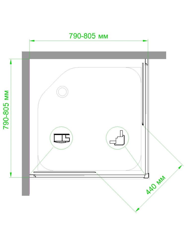 Душевой уголок Royal Bath RB HPD-C-ST 80х80х200 (матовое), артикул RB80HPD-C-ST