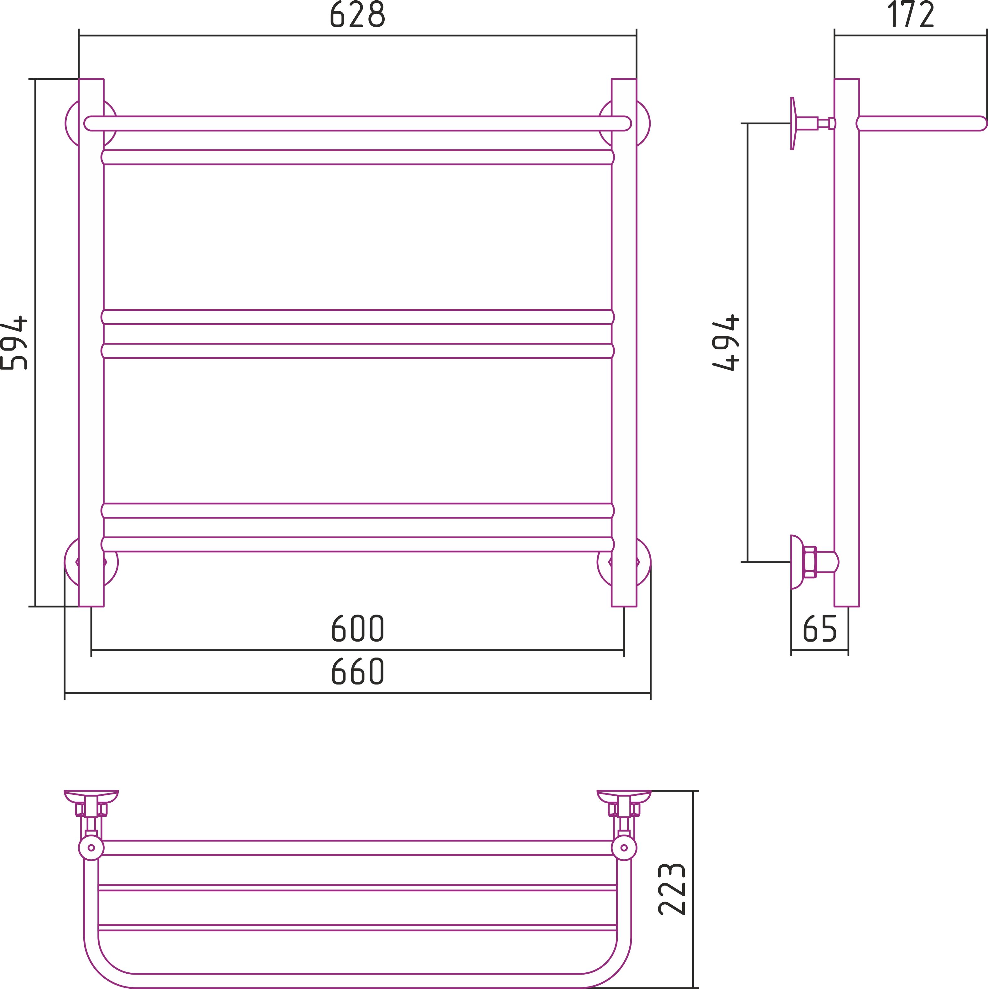 Полотенцесушитель водяной СТИЛЬЕ "Версия-Н1" 600х600 (Полка+1+2+2) П 16 (Белый) Полотенцесушитель водяной СТИЛЬЕ "Версия-Н1" 600х600 (Полка+1+2+2) П 16 (Белый)