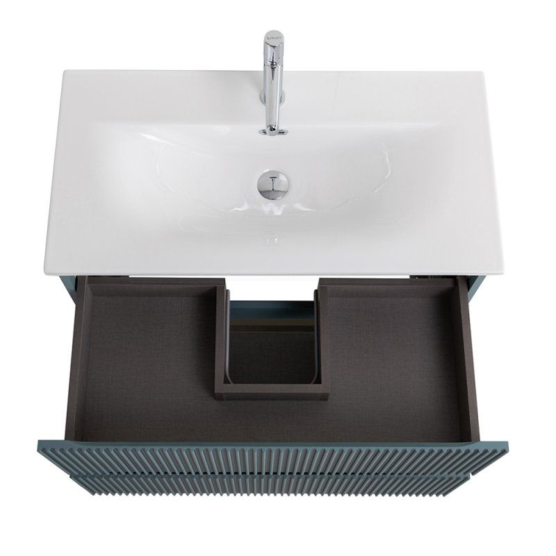 UNO-MINI База под раковину подвесная с фрезерованными ручками по всей длине фасада с двумя выкатн. ящ.,Голубой Мат.,700x395x608,UNO-MINI-700-2C-SO-AO, артикул UNO-MINI-700-2C-SO-AO