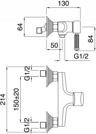 Смеситель для душа Cezares Olimp OLIMP-DM-02-L Бронза