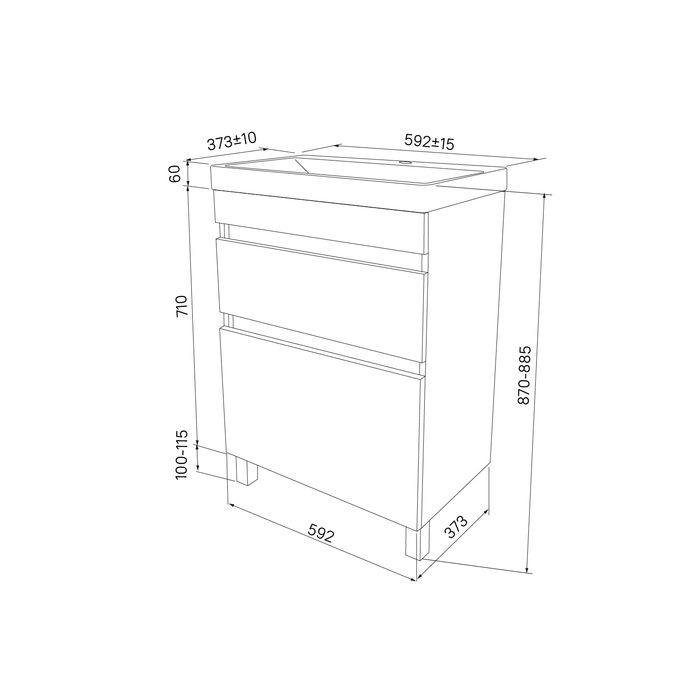 Тумба с умывальником IDDIS напольная с ящиками, белая, 60 см, Zodiac. Подходит ум 3506000i28 (ZOD6CBFi95K), артикул ZOD6CBFi95K